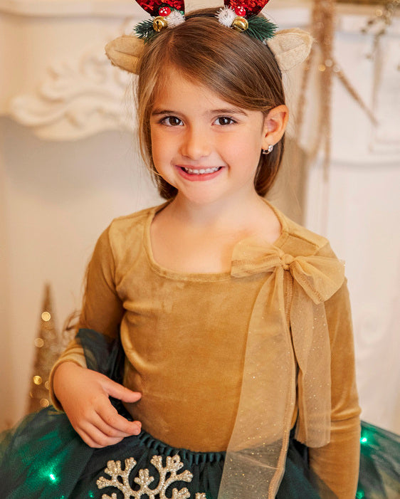 Bluzița Maro Zâna Toamnei din Catifea Soft, cu Mânecă Lungă