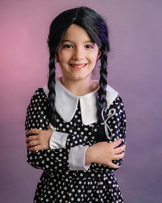 Rochiță Neagră cu Buline de Halloween, 10-12 ani,  fete