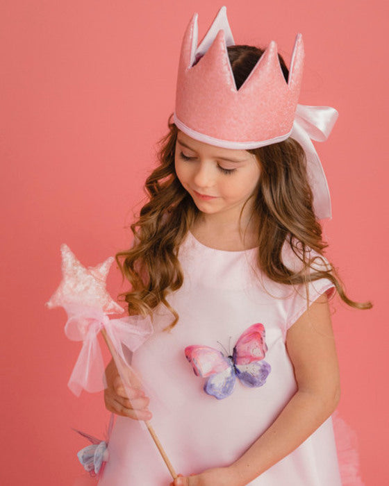 Coroniță Magică de Prințesă, cu Paiete Roz, Captușită cu Tafta