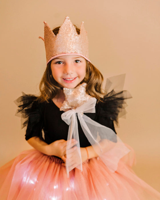 Coroniță Magică de Prințesă, Aurie cu Paiete, Captușită cu Tafta